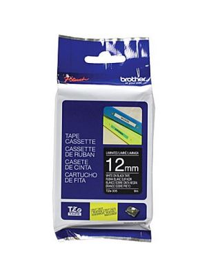 Brother TZe-335 12mm (0.5 Inch), Length of 8M, White on Black Label Tape Original