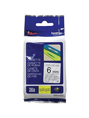 Brother TZe-111 6mm (0.25 Inch), Length of 8M, Black on Clear Label Tape Original