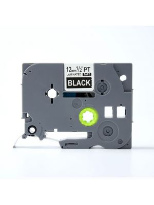 Brother TZe-335 12mm (0.5 Inch), Length of 8M, White on Black Compatible Label Tape