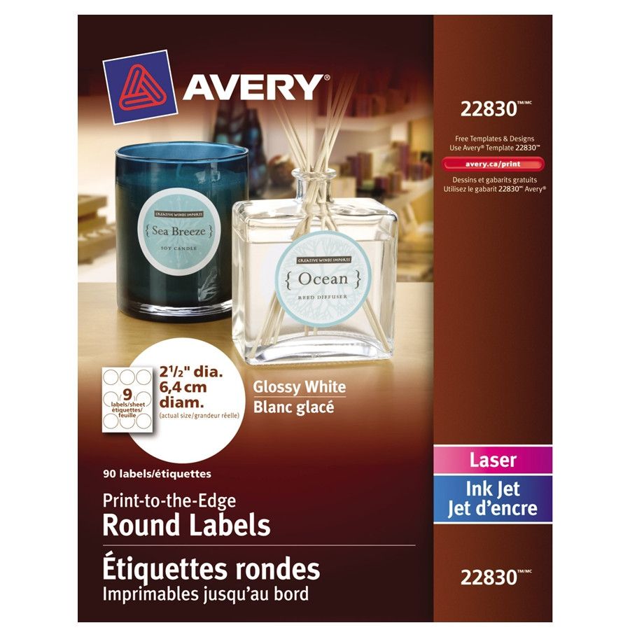Avery 22830 Original Easy Peel White Rounded Labels Round 2 1 2 Inch Diameter Glossy White 9 Sheet 120 Pk