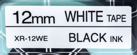 Compatible Casio XR 12WE XR12WE Label Tape 12mm Black On White 1 Pack