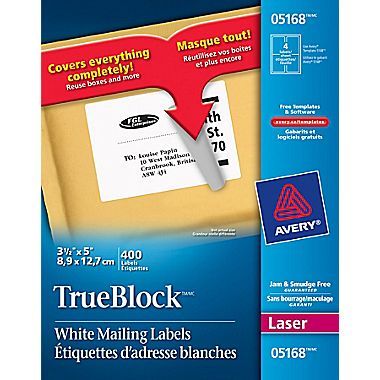 Avery 05168 Original White Shipping Labels for Laser Printers 3-1/2 Inch x  5 Inch, Box of 400