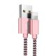 USB A to Lighting Compatible Nylon Cable for iphone 3 Feet - Pink