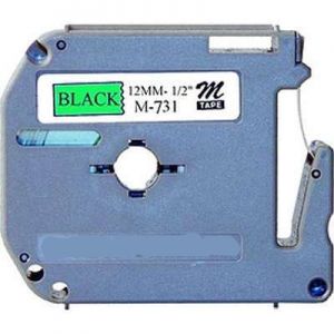 Brother MK731 12mm Black On Green P-Touch Label Tape, Compatible