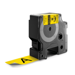 Dymo 1805431 IND 24mm (1 Inch Vinyl Black on YellowTape, Compatible