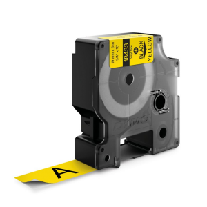 Dymo 18433 IND 19mm (3/4 Inch Vinyl Black on Yellow Tape, Compatible