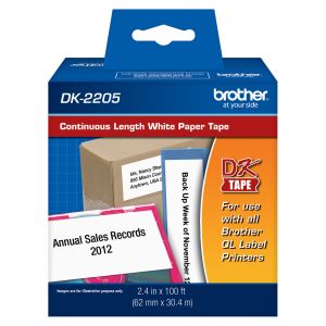 Brother DK2205 Continuous  Length Paper Label, 2.4 Inch x 100' Original