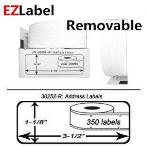 DYMO 30252 Removable Address Labels, 1-1/8 Inch x 3-1/2 Inch, 350 Labels per roll, 2 rolls, Compatible 