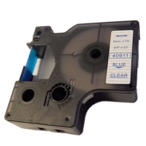 Dymo 40911 9mm Blue on Clear D1 Label Tape, Compatible