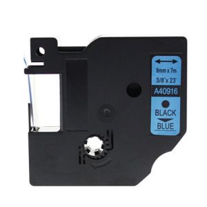 Dymo 40916 9mm Black On Blue D1 Label Tape, Compatible