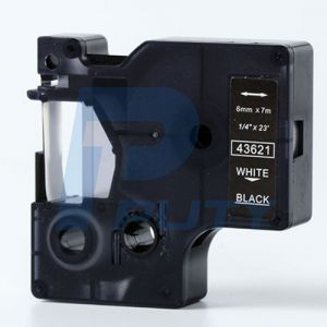 Dymo 43621 6mm White on Black D1 Label Tape, Compatible