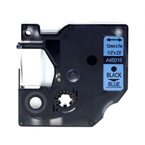 Dymo D1 45016 12mm (0.5 Inch) Black on Blue Compatible Label Tape
