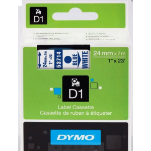 Dymo D1 53714  24mm (1 Inch) Blue on White Polyester Tape, Compatible