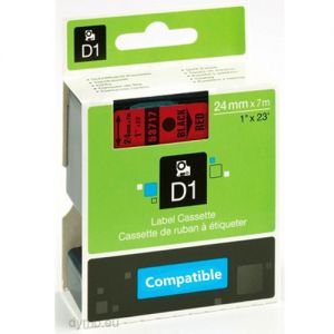 Dymo D1 53717  24mm (1 Inch) Black on Red Polyester Tape, Compatible