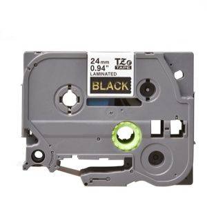 Brother TZe354 24mm , Length of 8M Gold on Black P-Touch Label Tape, Compatible