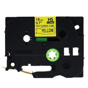 Brother HSe-641 17.7mm (0.75 Inch) Heat Shrink Tube Tape Cassette - Black on Yellow, Compatible
