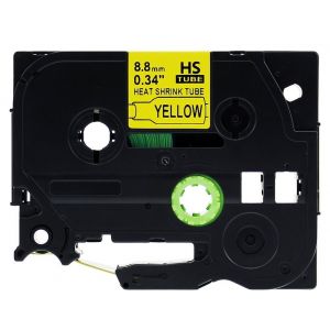 Brother HSe-621 8.8mm (0.375 Inch) Heat Shrink Tube Tape Cassette - Black on Yellow, Comptible