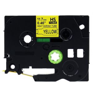 Brother HSe-631 11.7mm (0.5 Inch)Heat Shrink Tube Tape Cassette - Black on Yellow, Compatible