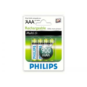 Philips MultiLife Pre-charged Rechargeable NiMH AAA Batteries, 4ct