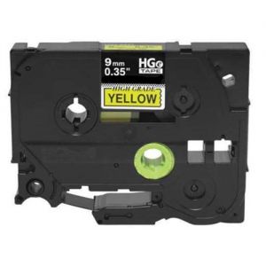 Brother HGe621 High Grade 9mm Black on Yellow P-touch Label Tape Length of 8m Compatible