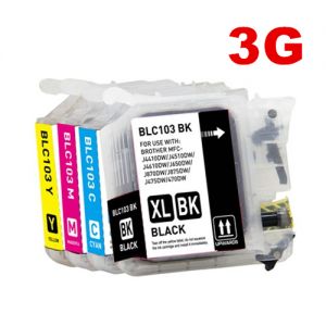 Brother LC103 Compatible Ink Cartridge 4-color Combo Set BK/C/M/Y 3rd Generation Chip