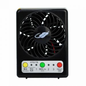 GT827B Pocket Mini USB Fan Powered by Rechargeable Battery Power Bank LED Lamp Clip Mini Fan Kids, Travel, Camping, Black