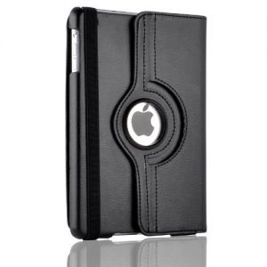 360-Degree Rotating Soft Leather Case for iPad 2/3/4, Black