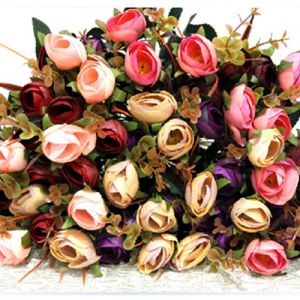 1 Bouquet Artificial Flower Silk rose Bouquet Home Decoration Gift (Pink and Red color)