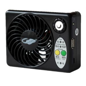 GT826B Pocket Mini USB Fan Powered by Rechargeable Battery Power Bank LED Lamp Clip Mini Fan Kids, Travel, Camping, Black