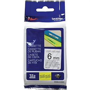 Brother TZe-111 6mm (0.25 Inch), Length of 8M, Black on Clear Label Tape Original