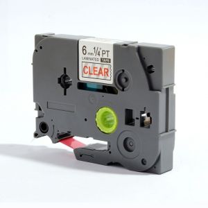 Brother TZe-112 6mm (0.25 Inch), Length of 8M, Red on Clear Label Tape, Compatible