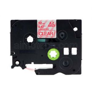 Brother TZe-132 12mm (0.5 Inch), Length of 8M, Red on Clear Compatible Label Tape