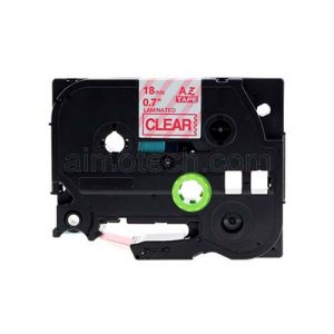 Brother TZe-142 18mm (0.75 Inch), Length of 8M, Red on Clear Compatible Label Tape