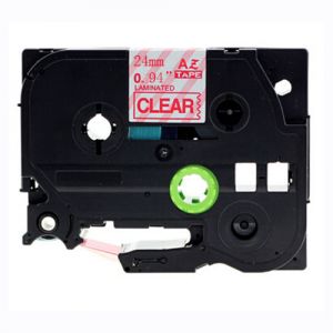 Brother TZe152 24mm, Length of 8M Red on Clear P-Touch Label Tape, Compatible