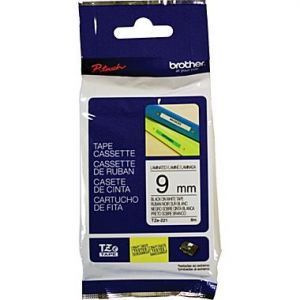 Brother TZe-221 P-touch Tape, 9mm (0.375 Inch), Length of 8M, Black on White, Original