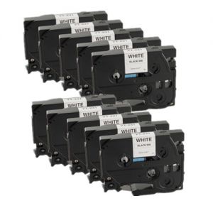 Brother TZe-231 P-Touch Label Tape, 12mm 0.5 Inchx26', Length of 8M, Black on White, Compatible 10 Pack