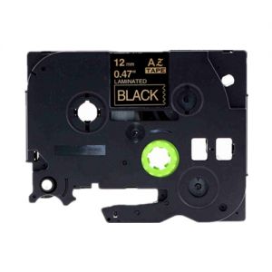 Brother TZe-334 12mm (0.5 Inch), Length of 8M, Gold on Black Compatible Label Tape