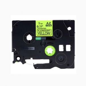 Brother TZe-C21 P-Touch Label Tape, 9mm (0.375 Inch),  Black on Fluorescent Yellow, Compatible