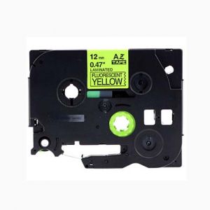 Brother TZe-C31 P-Touch Label Tape, 12mm  (0.5 Inch), Black on Fluorescent Yellow, Compatible