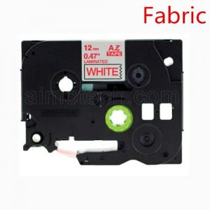 Brother TZe-FA3R Label Tape, 12mm (0.5 Inch), Length of 3M, Red on White Fabric Iron-on Compatible 
