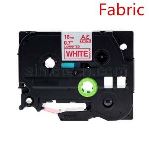 Brother TZe-FA4R Label Tape, 18mm (0.75 Inch), Length of 3M, Red on White Fabric Iron-on Compatible 