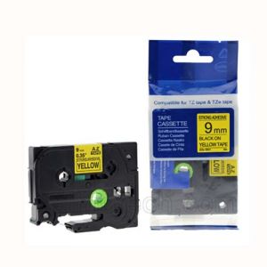 Brother TZe-S621 9mm (0.375 Inch), Length of 8M, Black on Yellow Strong Adhesive Compatible Label Tape