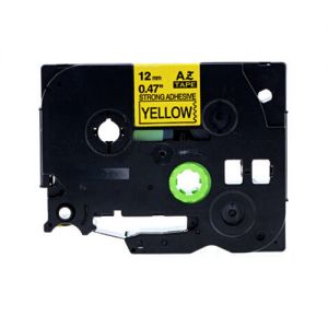 Brother TZe-S631 P-Touch Strong Adhesive Label Tape, 12mm (0.6 Inch), Length of 8M, Black on Yellow, Compatible