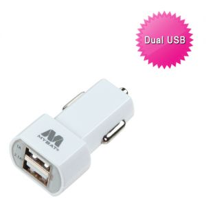 MYBAT White Car Charger Adapter with Dual USB output 2.1A