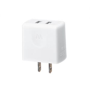 MYBAT White Travel Charger Adapter(with Dual USB output)(2.1A)(with Package)
