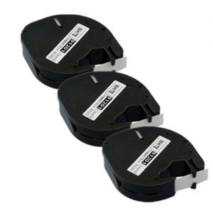 DYMO 91331 LetraTag Label Tape, 12mm (1/2 Inch) by 13' Black on White Plastic 3 Packs,  Compatible