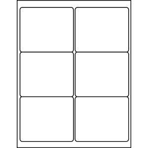Laser Labels- White 4 Inch x 3 1/3 Inch  6 labels per sheet, Minimum Order Qty By 50, Qty Increment By 50