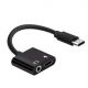 USB 3.1 TType C to 3.5mm Earphone Adapter and Charger,Black