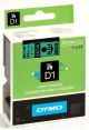 Dymo D1 53719  24mm (1 Inch) Black on Green Polyester Tape, Compatible