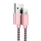 USB A to Lighting Compatible Nylon Cable for iphone 05 Feet - Pink